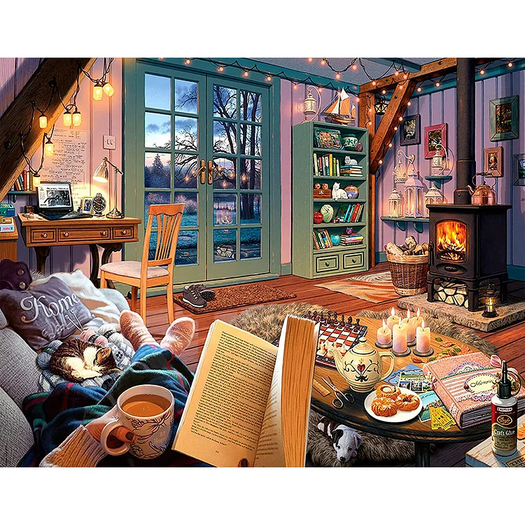 Cozy House  Full Round Diamond Painting 50*40CM