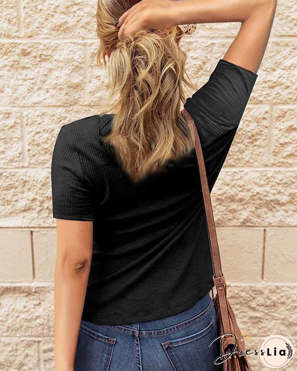 Casual Button Short Sleeves Blouse