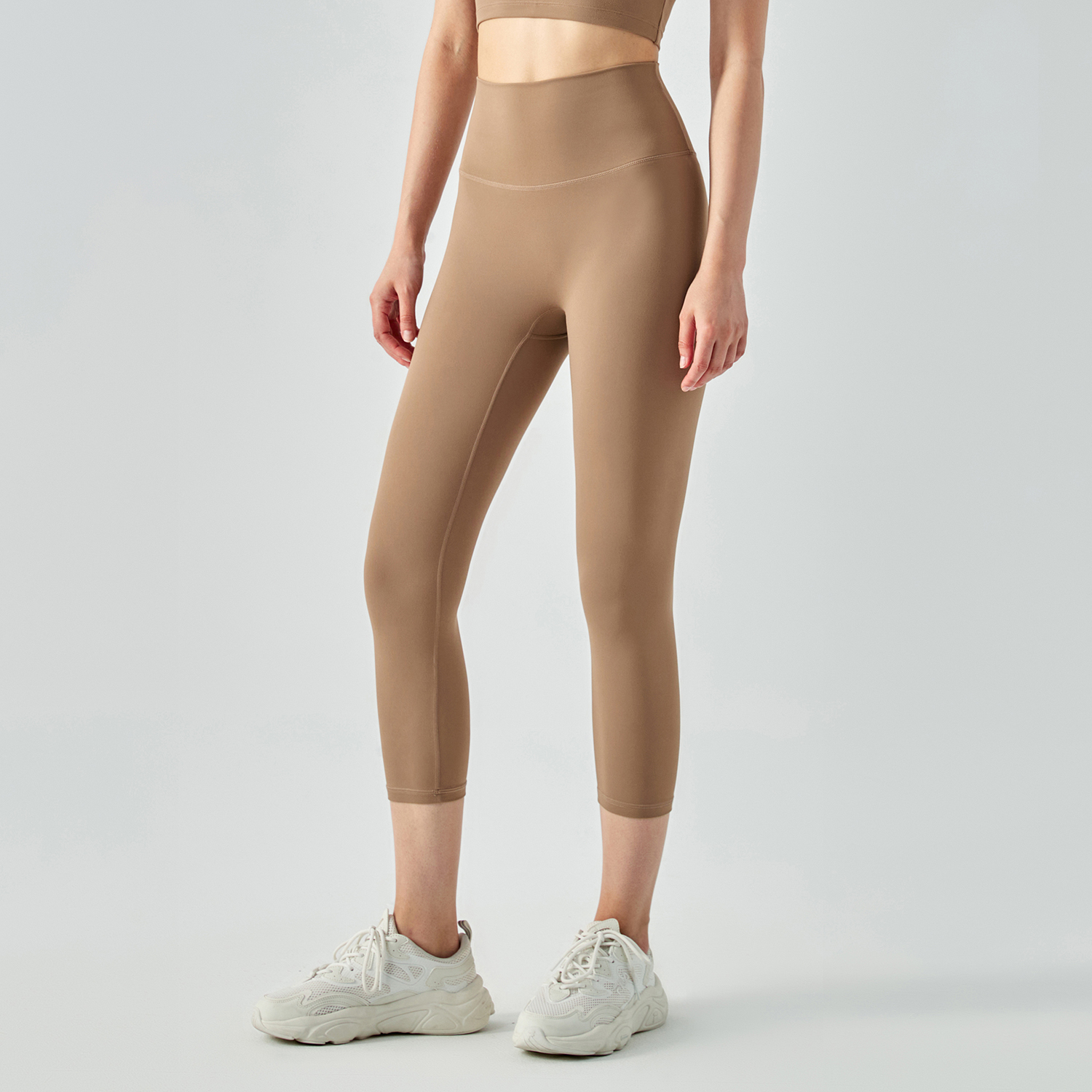 Hergymclothing Cocoa no camel toe high waist buttery soft brushed stretchy yoga capri leggings online shopping