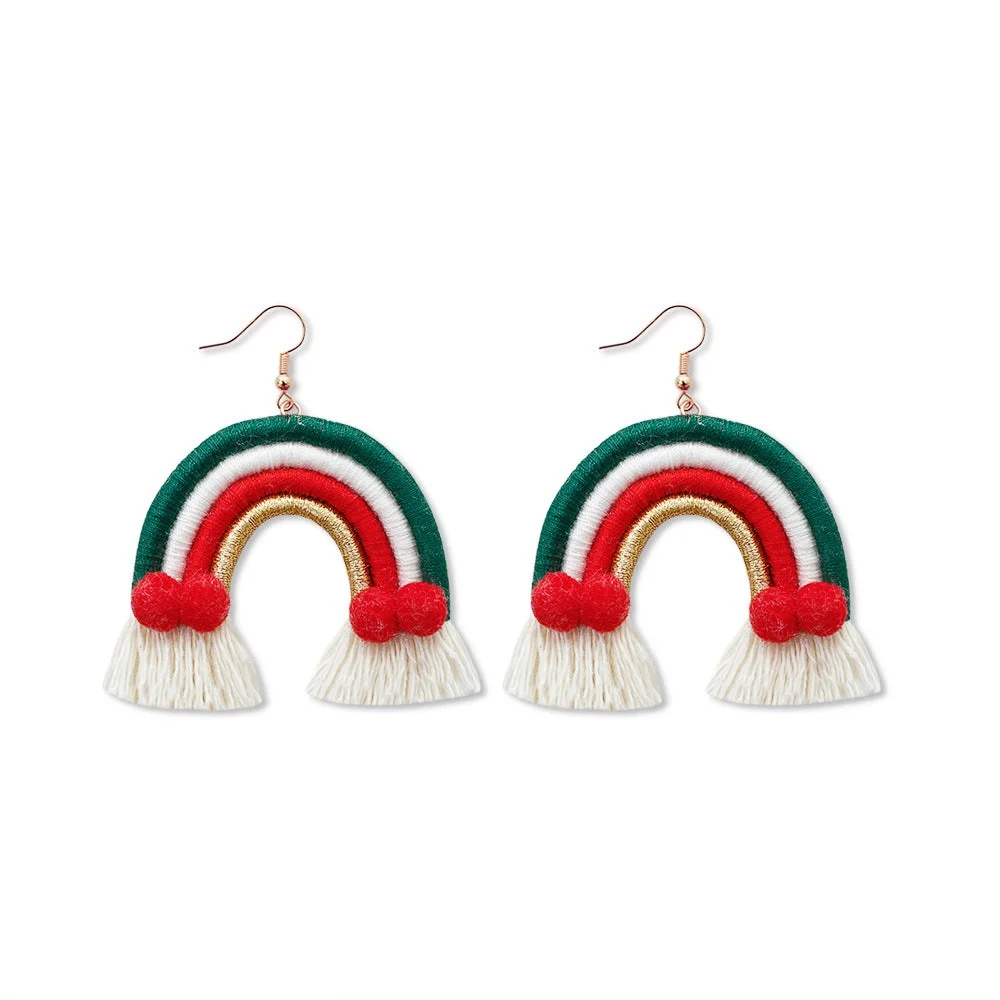 Tinyname® Santa Claus Earrings Bohemian Tassel Woven Earrings