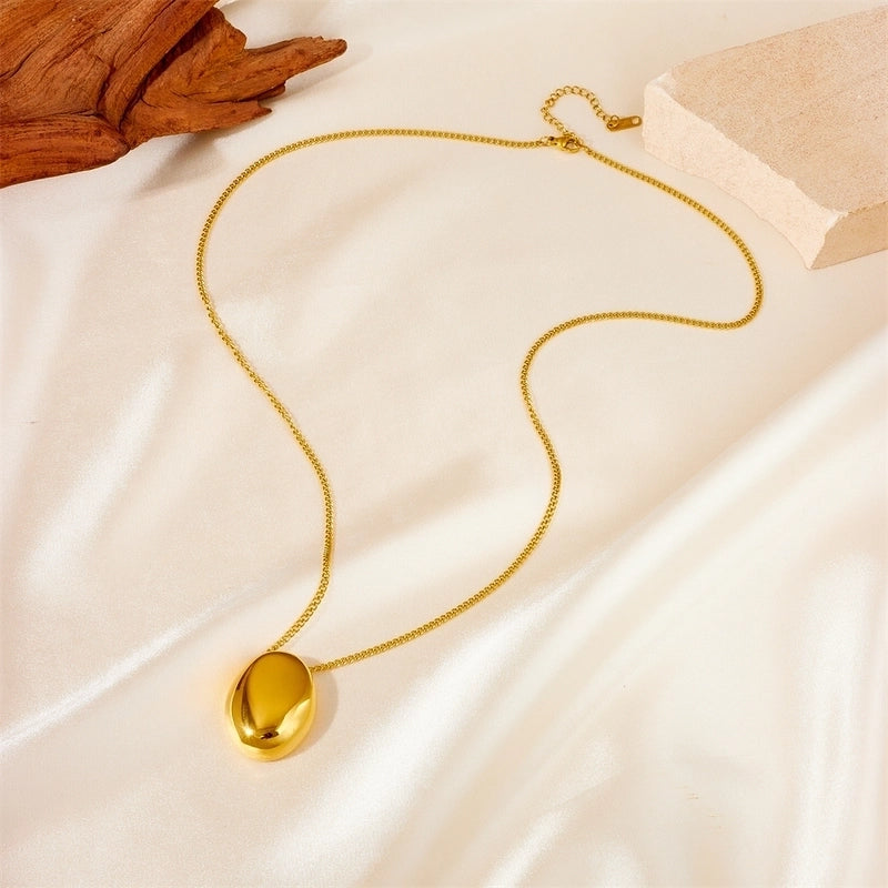 Cute Sweet Round Titanium Steel 18K Gold Plated Plating Pendant Necklace