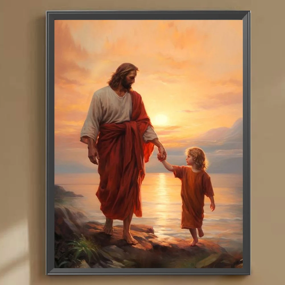 Diamond Painting - Full Round Drill - Sunset Jesus(Canvas|30*40cm)