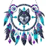 (US Only)2D Flat DIY Diamond Painting Art Pendant Window Hanging Wolf Dream Catcher