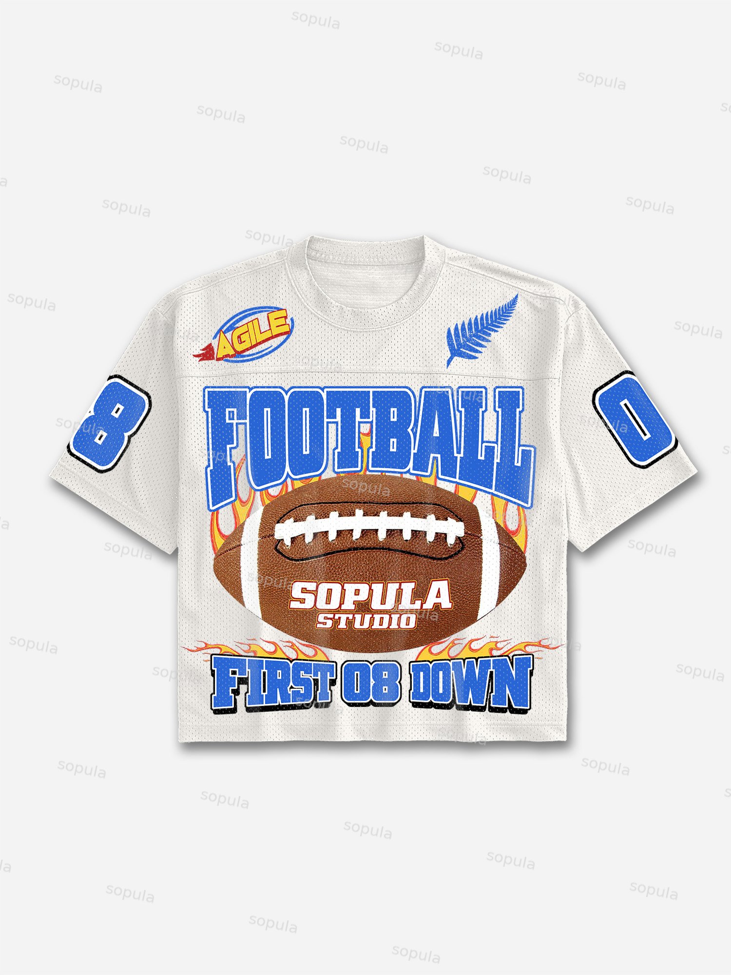 Football No.08 Print  Football Jersey T-shirt - SOPULA
