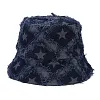 Unisex Trendy Star Frayed Edge Denim Foldable Fisherman Bucket Hat 
