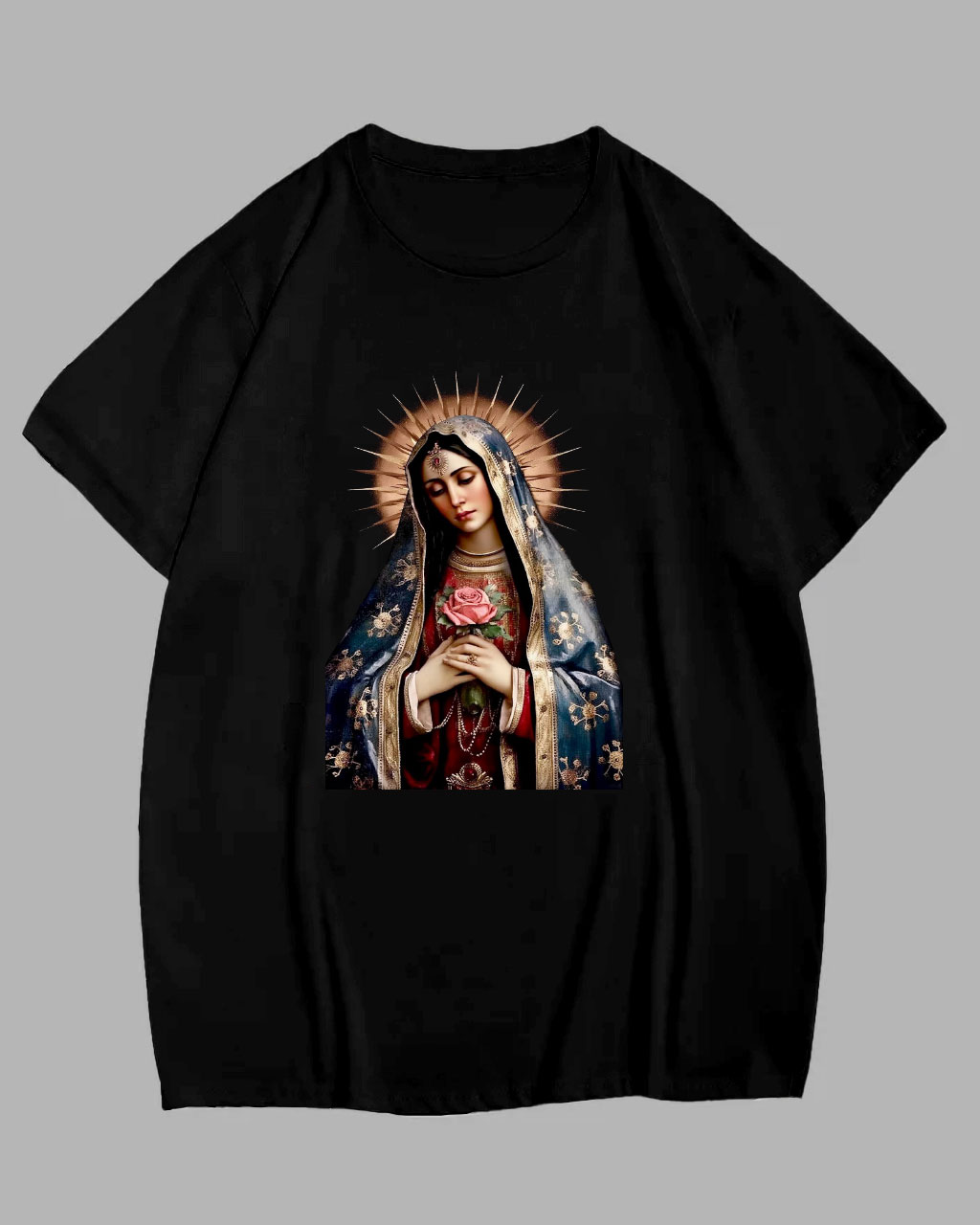 Big Men's Casual Devotional Girl Print Short Sleeve T-Shirt