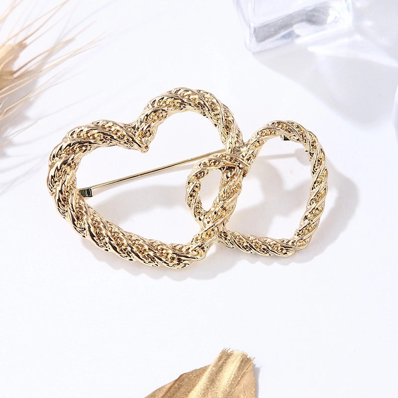 Sweet Pin Double Heart Alloy Plating Women’s Brooches