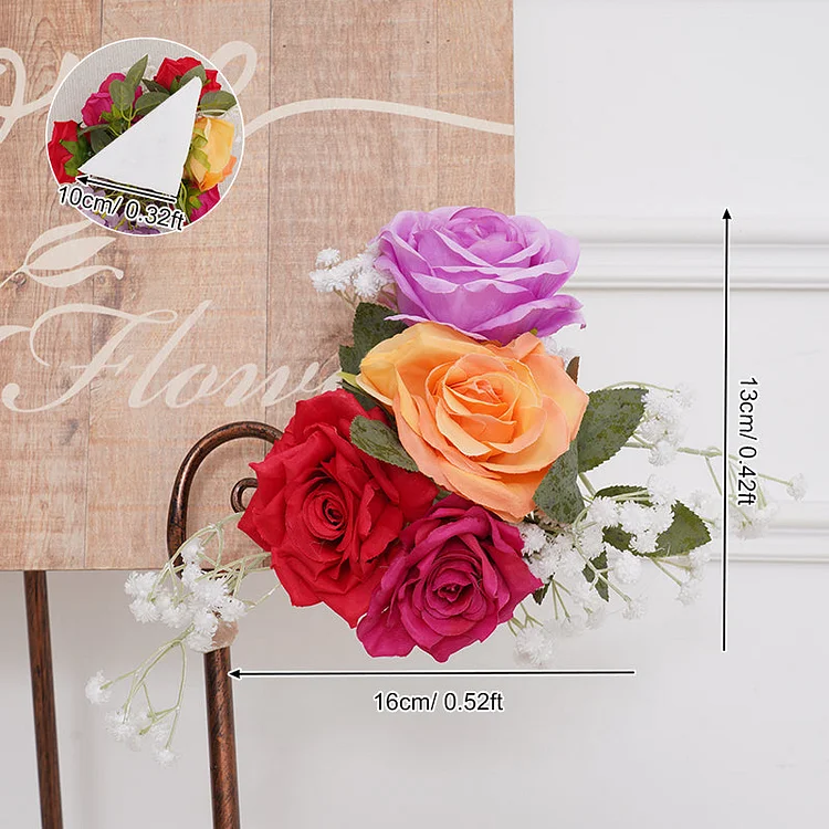 A8732 Orange Red Purple Rose Flower Row Decor Wedding Horn Arch Event Floor Row Supplies Floral Arrangement