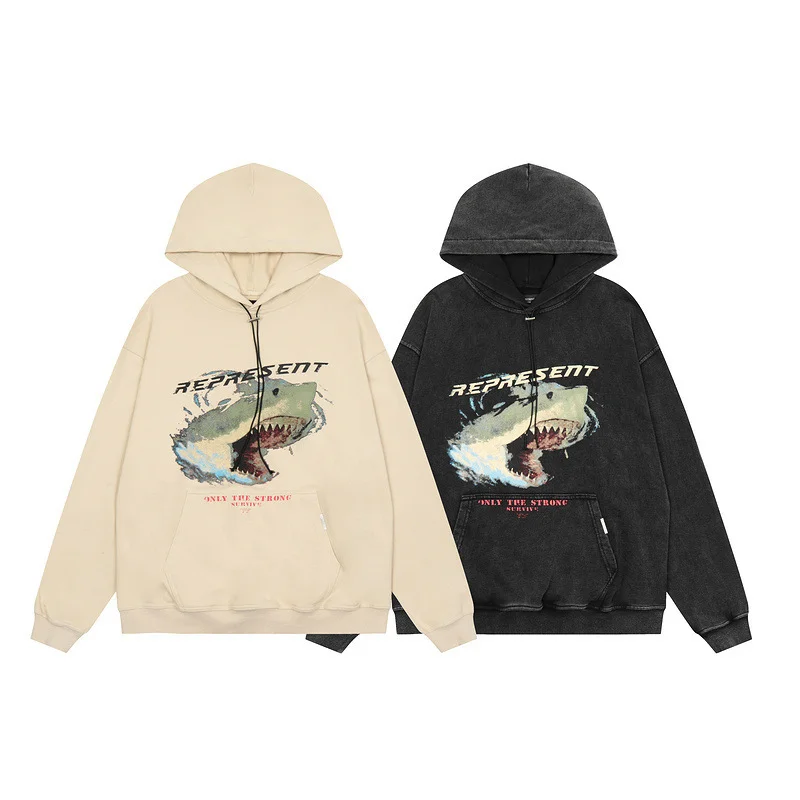 REPRESENT Shark Wash Old Hooded Sweater Unisex Hoodie Coat