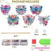 6Pcs Flower Dragonfly DIY Diamond Painting Kits Garden Stakes Diamond Art Kits