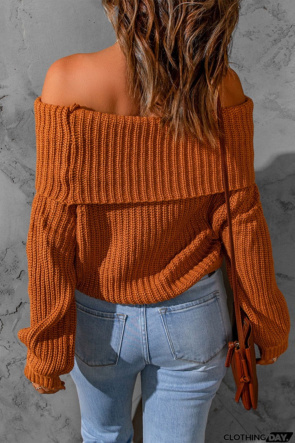 Ribbed Knit Off Shoulder Sweater