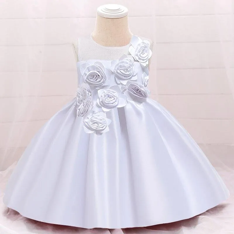 2021 Summer Pageant  Infantil 1st Birthday Dress For Baby Girl Baptism Clothes Floral Princess Dresses Toddler Party Wedding