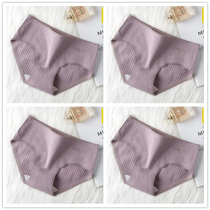 4Pcs Underwear Women Cotton Panties Sexy Brief Lace Underpants Cute Briefs Girls Ladies Lingerie Erotic Knickers Female 2021