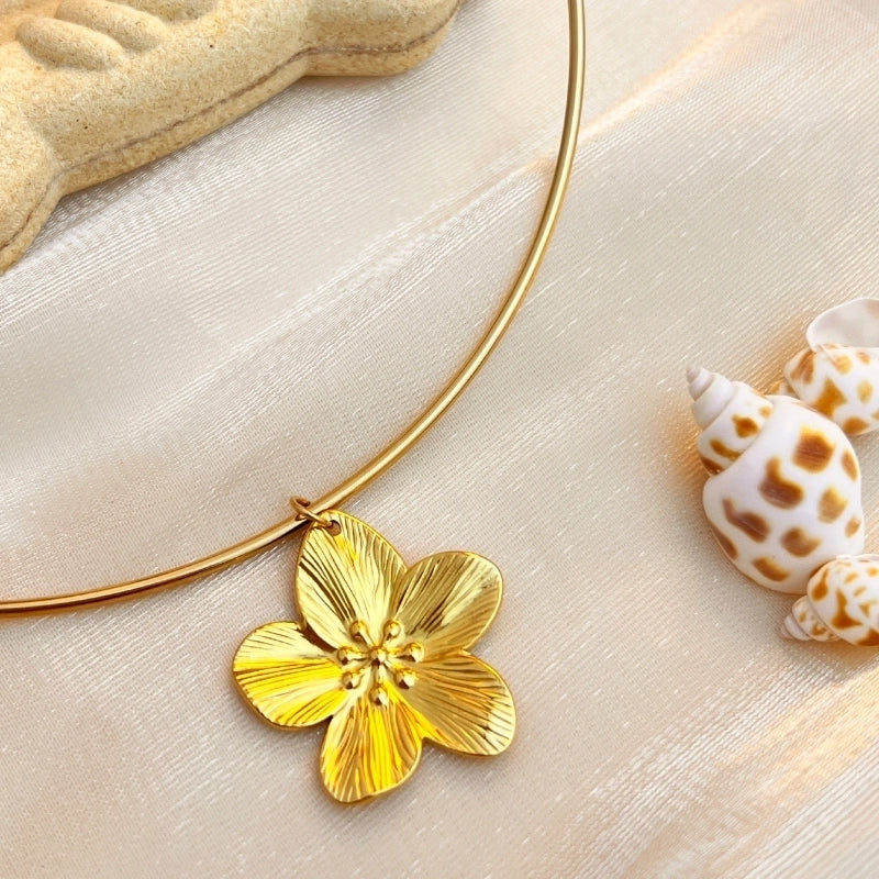 Elegant Marine Style Flower 304 Stainless Steel 18K Gold Plated Plating Stainless Steel Necklaces