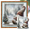 (Stamped/Counted) Gnome By Window In Winter-11CT/14CT Cross Stitch 40*40cm/15.75*15.75in