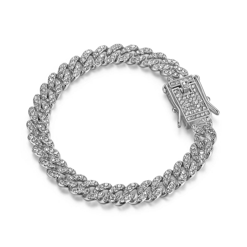 8mm Cuban Link Chain Alloy Dragon’s Beard Buckle Thick Bracelet Street Men’s And Women’s Fashion Hip Hop Ear Accessories