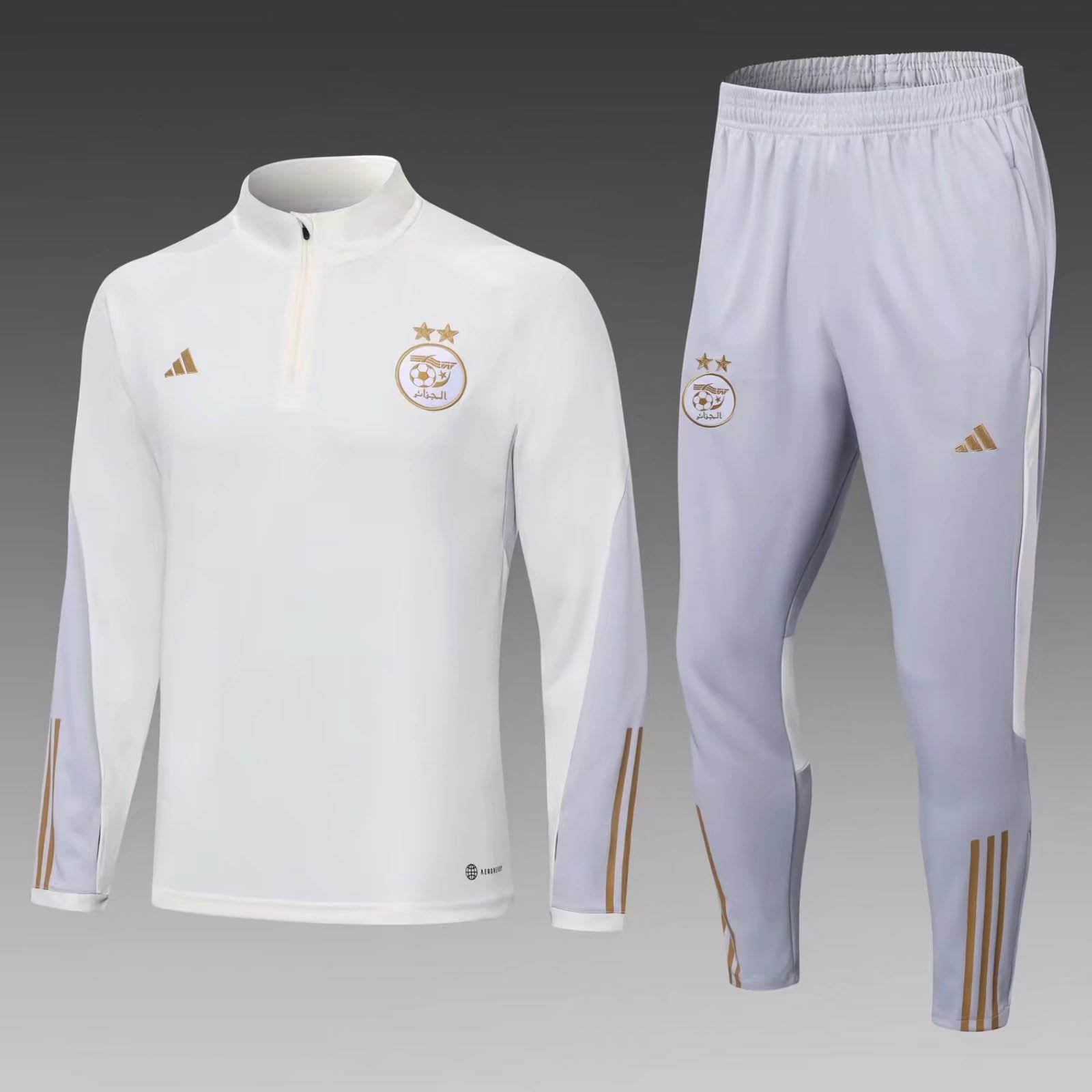 2022 Algeria National Team Half-Pull Training Suit White Shirt mysite