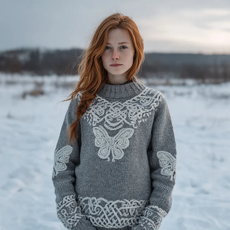 Women's Retro Celtic Butterfly Comfortable Sweater