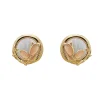 Delicate Tulip Opal White Shell Round Earrings
