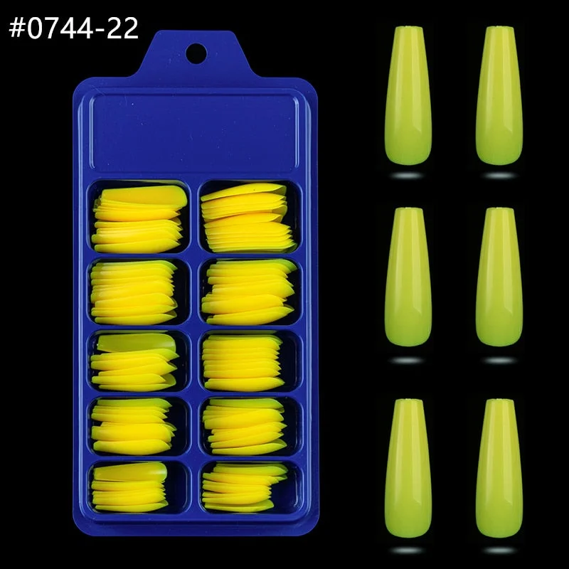 Lamemoria 100/500pcs/opp/box Fake Nails Coffin Nail Tips Press on Nails Natural Clear Long Ballerina DIY False Nail Full Cover-Nail Inspo