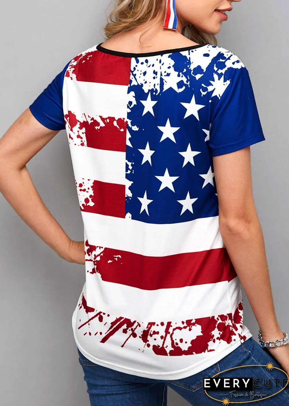 Pullover Leisure Cotton Flag T-Shirt