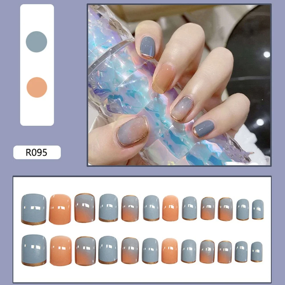 24pcs French Square Head Ballerina False Nails With Designs Wearable Artificial Fake Nails Full Cover Press On Nail Tips