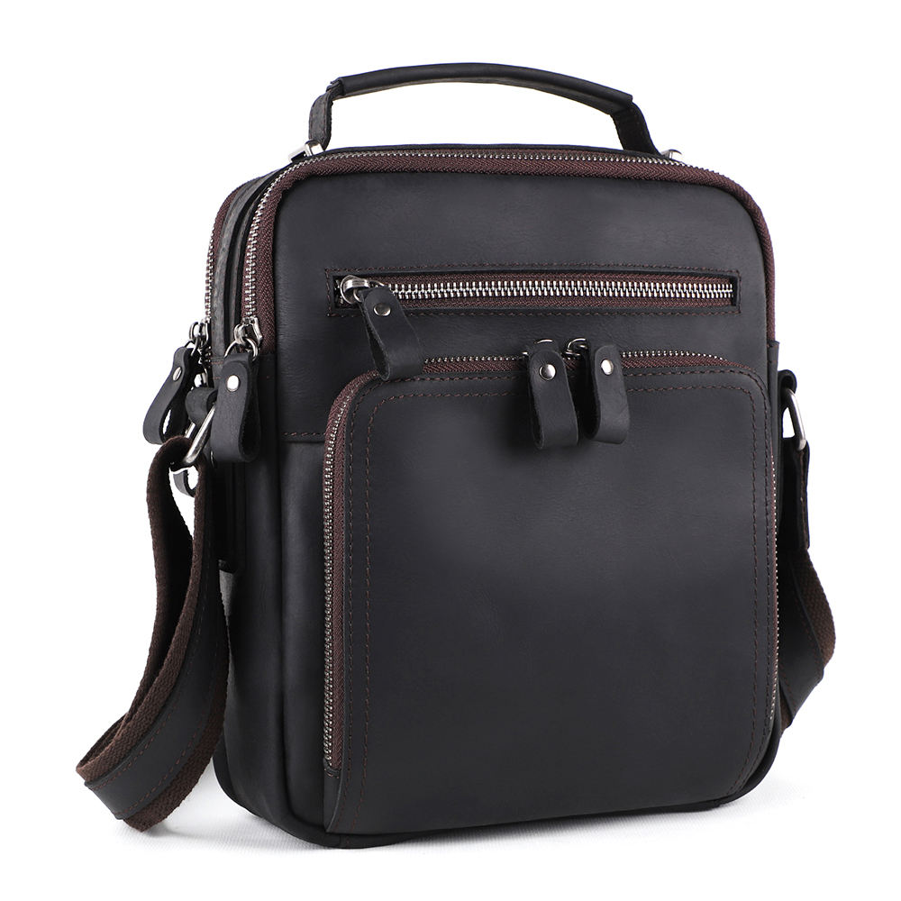Men's messenger bag casual retro large capacity genuine leather bag