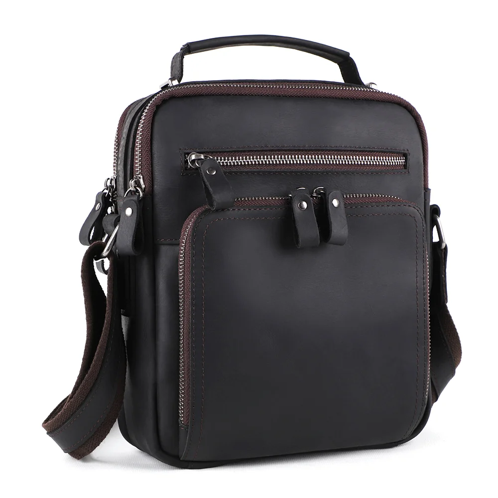 Men's messenger bag casual retro large capacity genuine leather bag