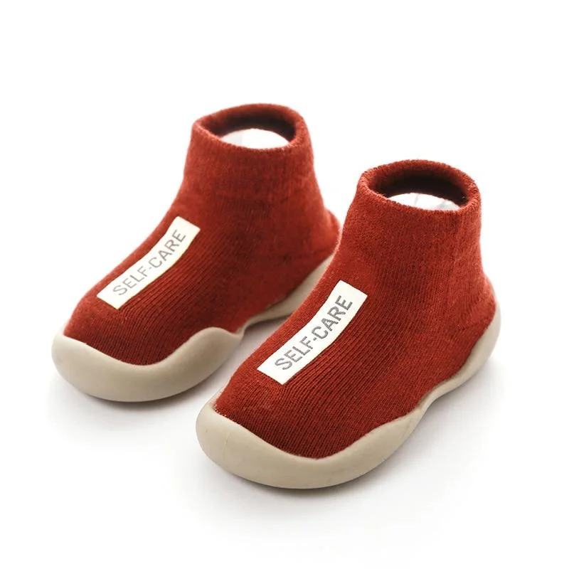 Baby Shoes 2021 Toddler Girls First Walker Kids Soft Rubber Sole Baby Shoe Autumn Winter Unisex Knit Booties Anti-slip Socks