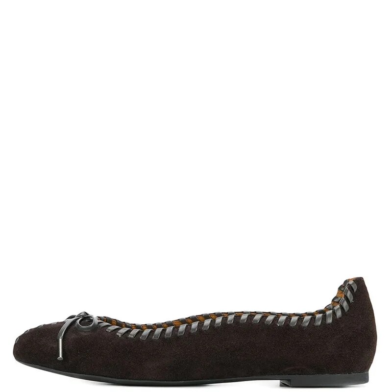 TAAFO Black Ballet Flats Women Butterfly-Knot Round Toe Casual For Ladies Shoes