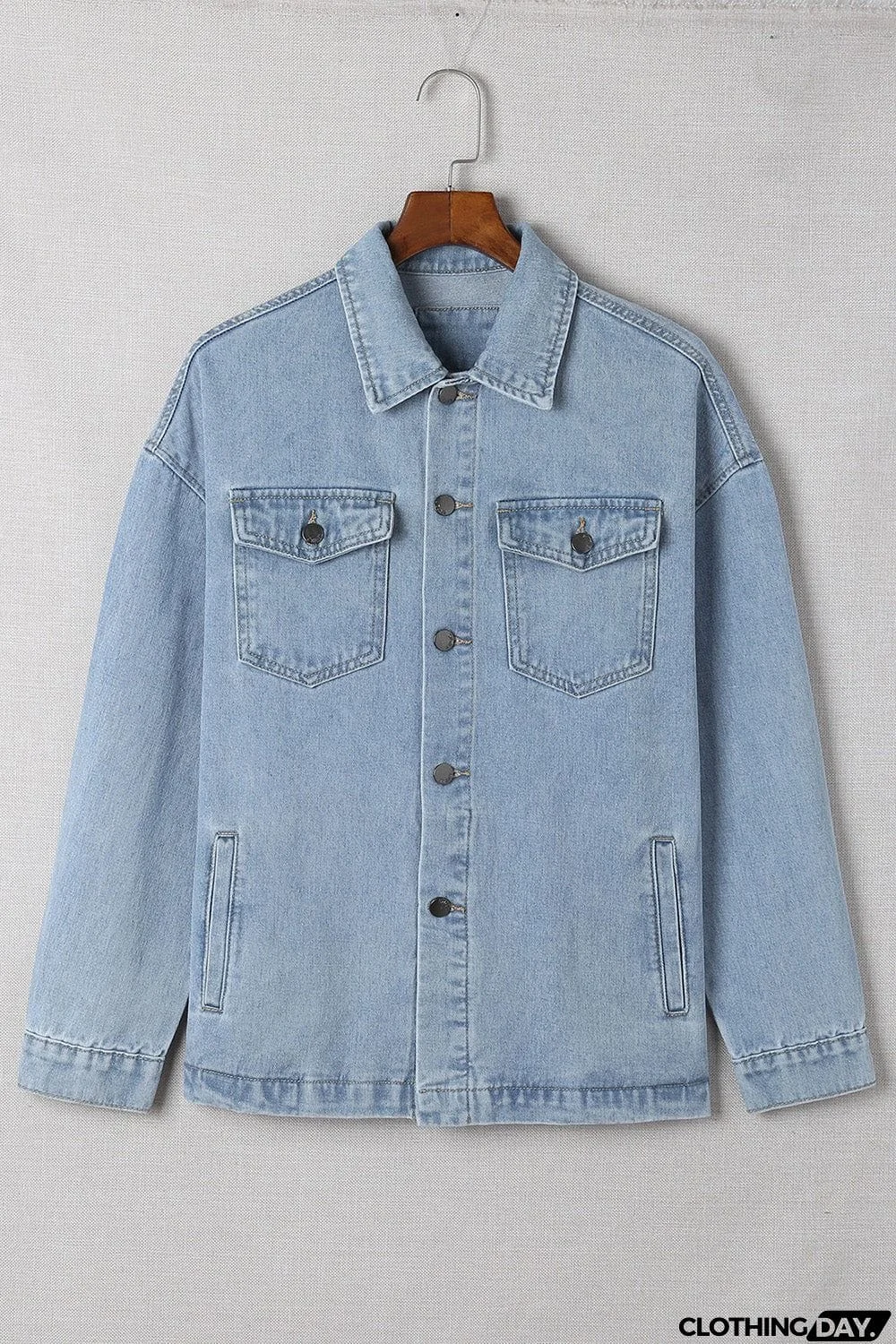 Button Down Collared Denim Jacket
