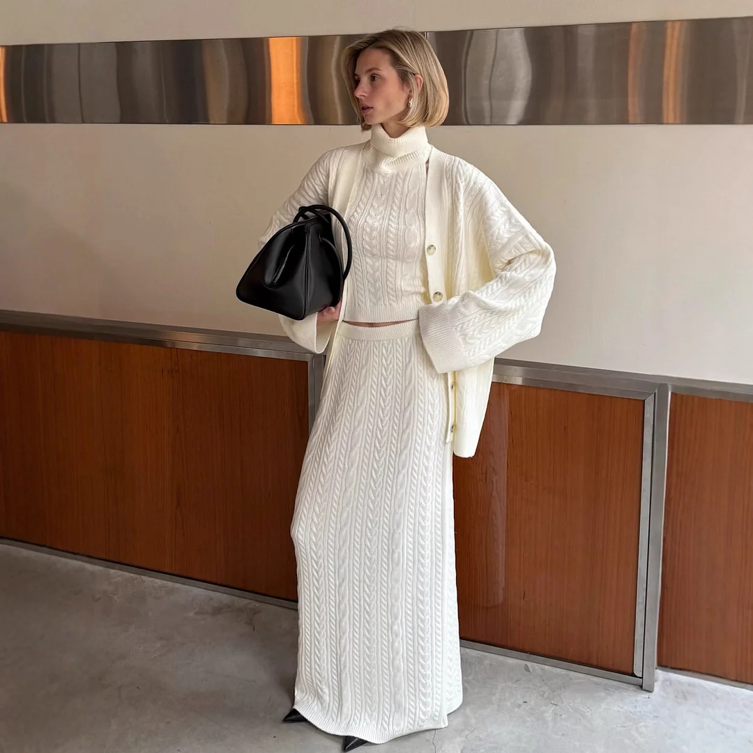 Athvotar Athvotar Women's Dress New Sleeveless High-Collar Knitted Vest Hip Dress Fashion Suit Woman