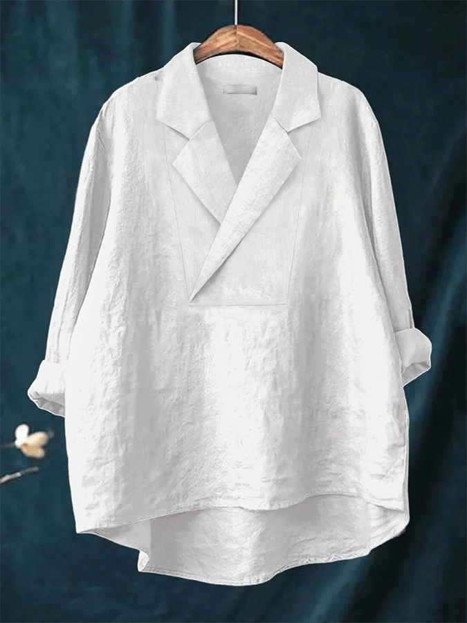 Women's Solid Color Design Lapel Shirt 