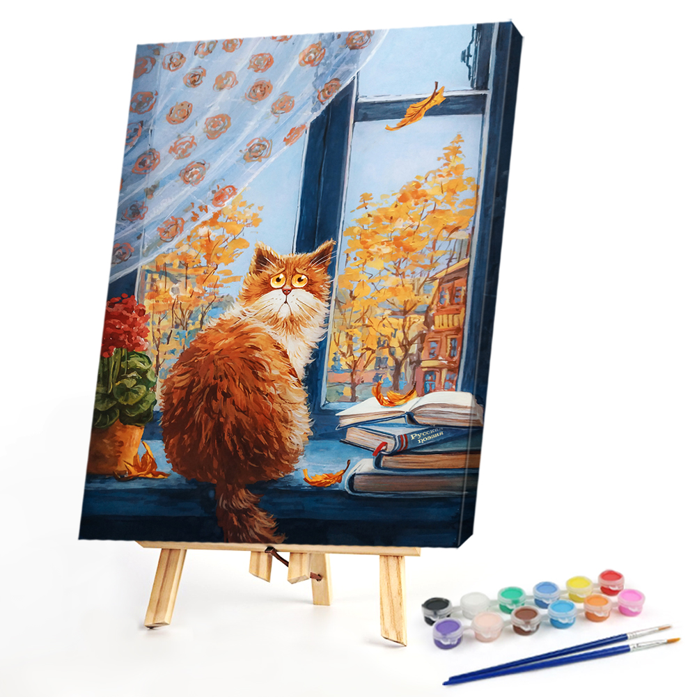 

40*50CM - Paint By Numbers - Windowside Cat, 501 Original