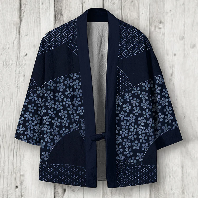 Comstylish Men's Japanese Art  Linen Blend Kimono Cardigan