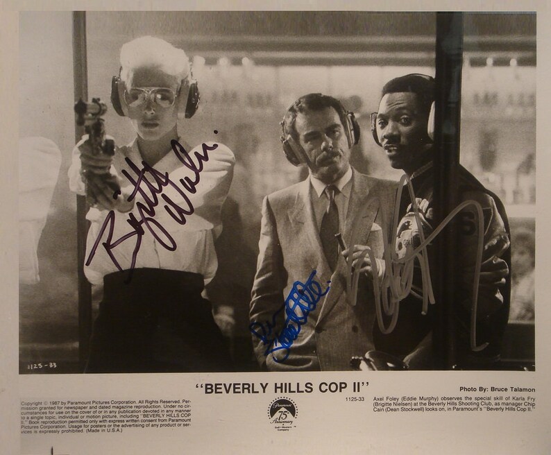 EDDIE MURPHY, Dean Stockwell, Brigitte Nielsen Cast Signed Photo Poster painting X3 Beverly Hills Cop II wcoa