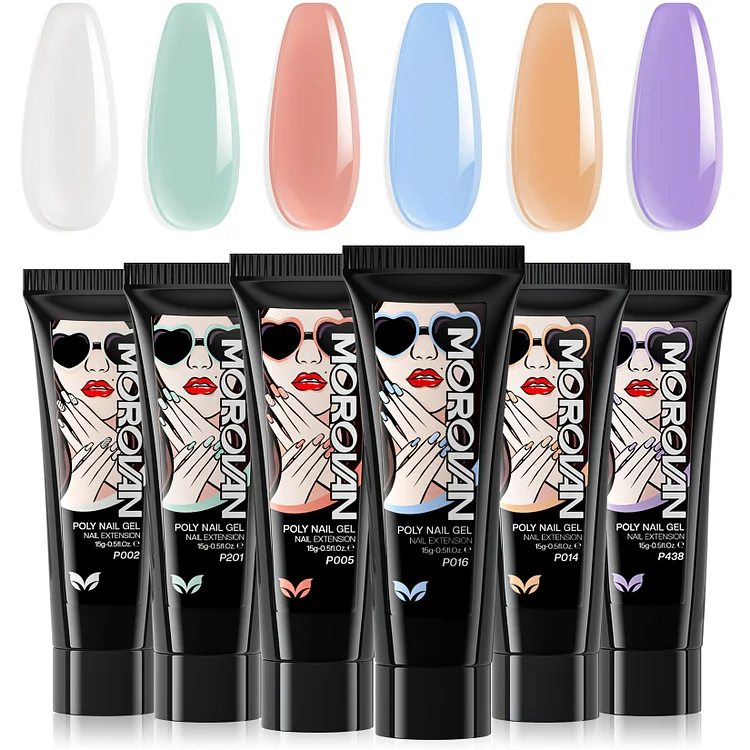 Rococo Colors - 6 Colors 15ml Poly Nail Gel Set
