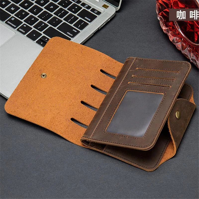 Durable RFID Blocking Vintage Leather Short Wallets