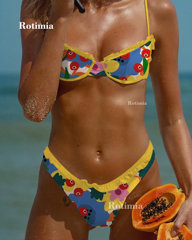 Colorful Floral Print Swimsuit