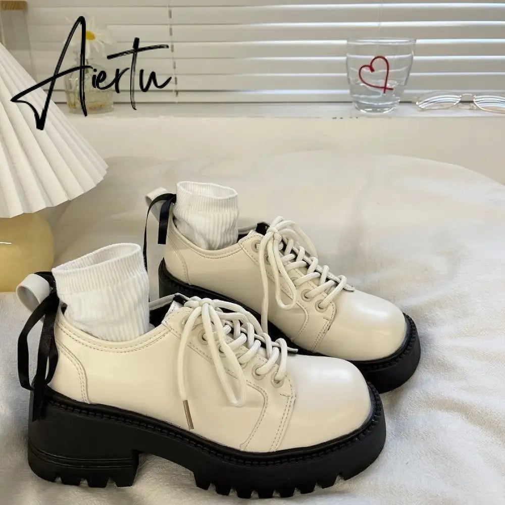 White Mary Jane Shoes Platform Elegant Vintage High Heels Lolita Shoes Lace Round Toe Comfortable Korean Fashion Casual Aiertu