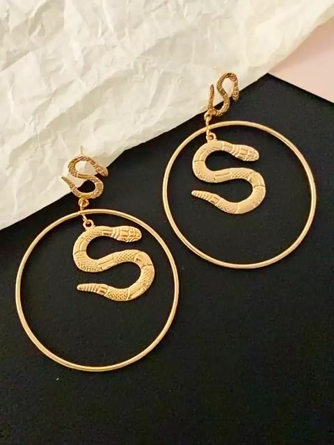 Round Snake Gold-Plated Earrings