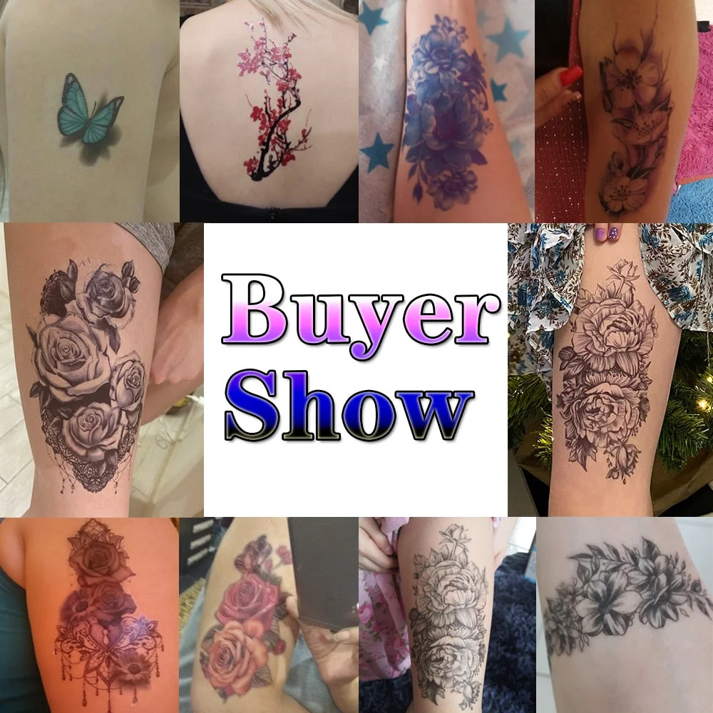 Beauty 1 Pcs Make Up Fake Temporary Tattoos Stickers Rose Flowers Arm Shoulder Tattoo Waterproof Women Big Flash Tattoo On Body