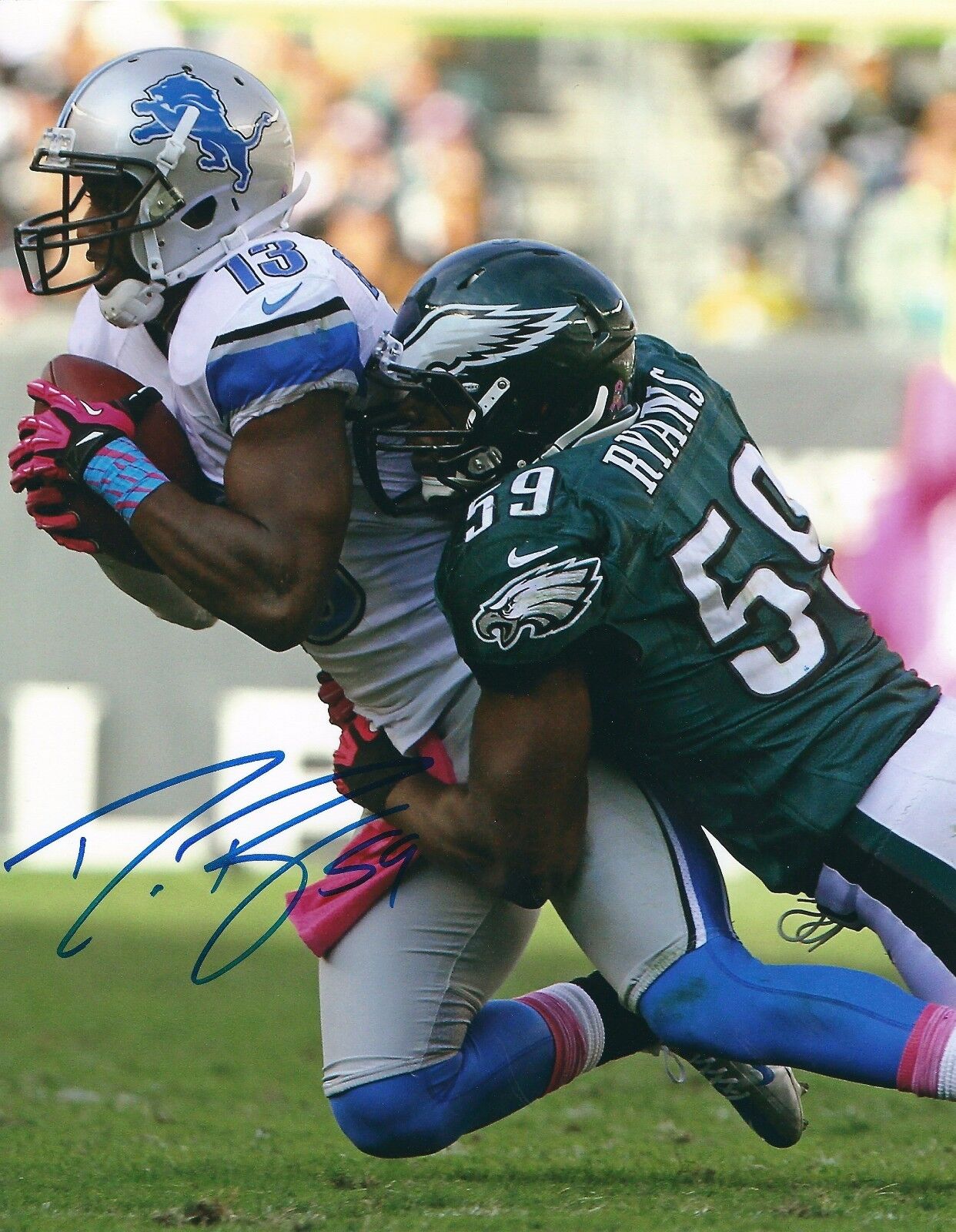 Autographed DEMECO RYANS Philadelphia Eagles 8x10 Photo Poster painting w/COA