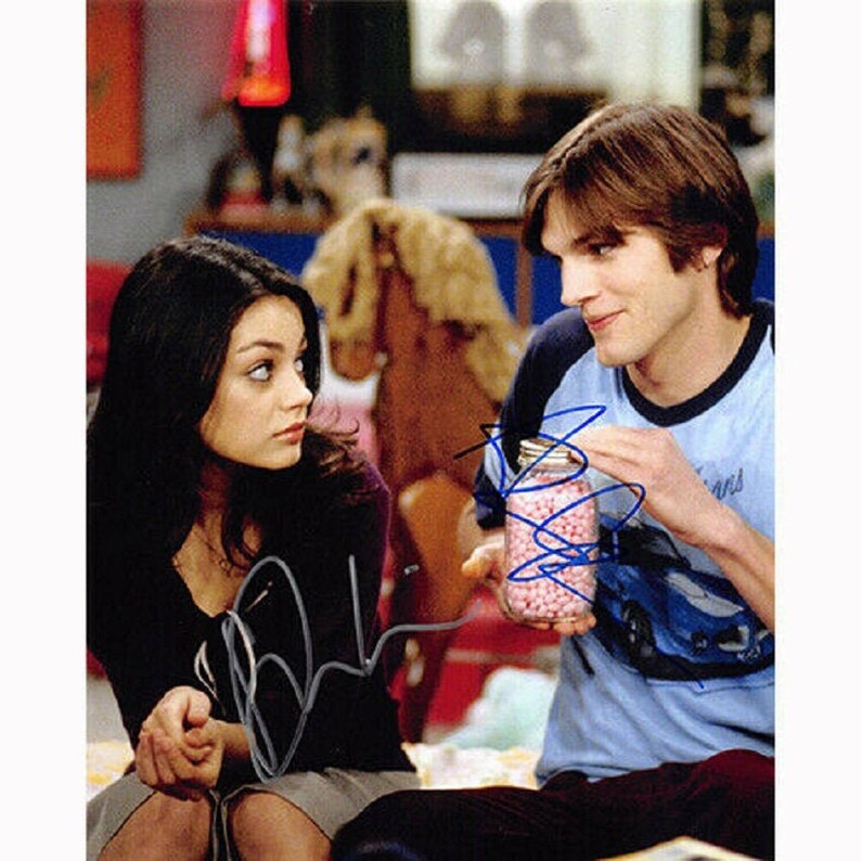 ASHTON KUTCHER & Mila Kunis That 70s Show Hand Signed Autograph 8x10 Photo Poster painting wCOA