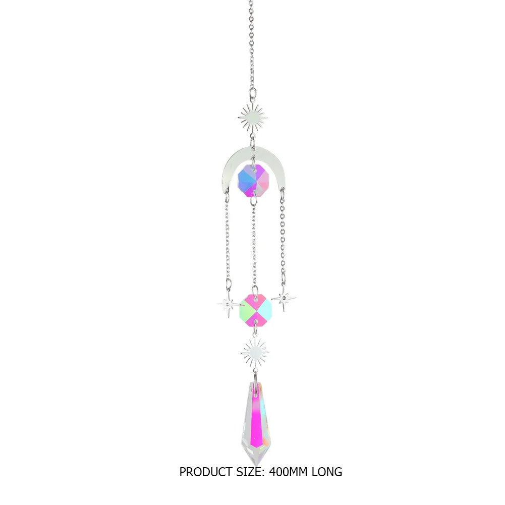 Wind Chime Crystal Catcher Hanging Ornaments Prisms Home Pendant (Moon 7)