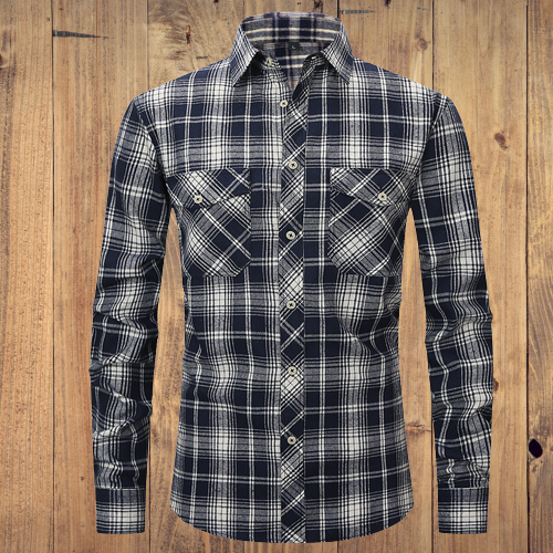 Men's Plaid casual long sleeved shirt