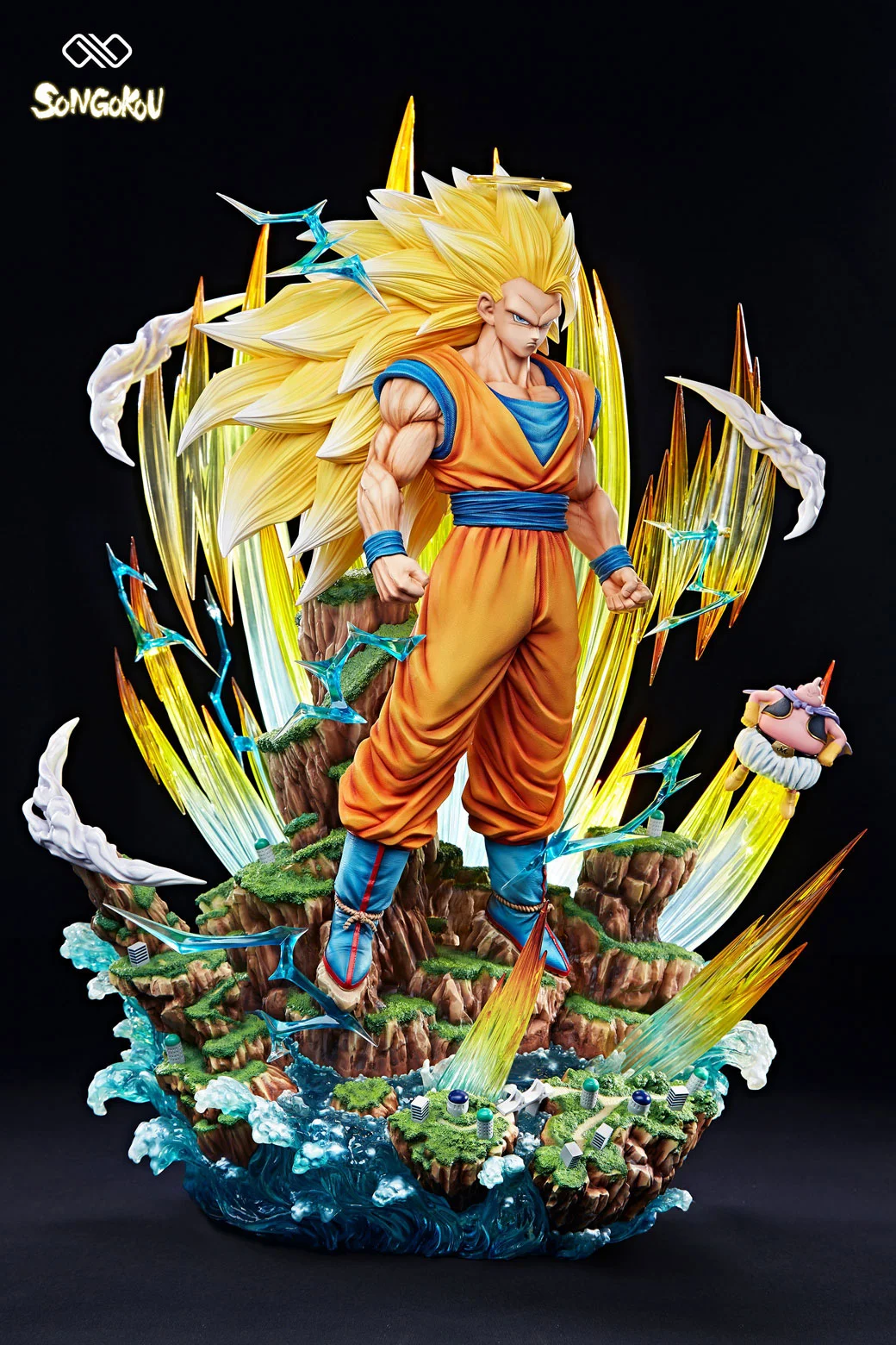 Dragon Ball Super Saiyan III Son Goku Statue Figure GK 44cm Light Up Model  Toy