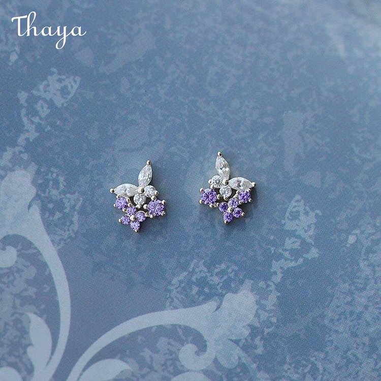 Thaya 925 Silver Lavender Butterfly Earrings