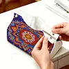 (24cm)Diamond Art Tissue Box Cover DIY PU Desktop Organizer Large(Mandala)