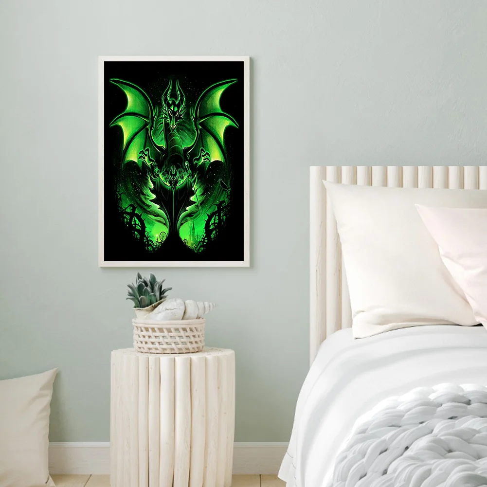 Full Round Diamond Painting 30*40cm - Silhouette Western Dragon